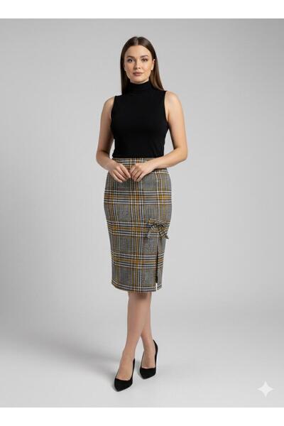 Green'DAL Îmbrăcăminte pentru femei Mini cu fantă Fusta creion în carouri