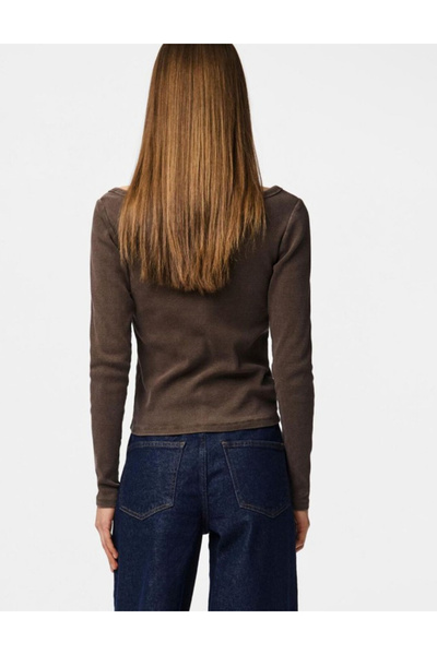 PIECES button-down blouse, brown