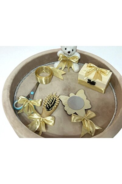 Botez Set tavita pentru taiere mot/turta – catifea – crem