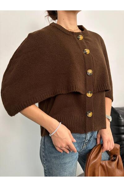 DEHA textile Buttoned Loose Fitting Poncho Cardigan