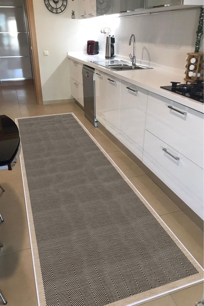 VOPTEKS Kahverengi Halı Mutfak Halısı Makinede Yıkanabilir Halı Kaymaz Taban ...