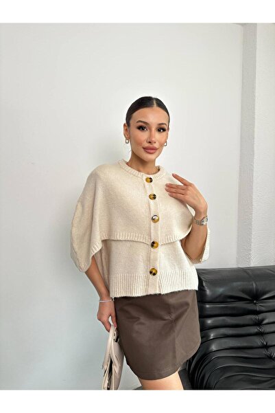 DEHA textile Buttoned Loose Fitting Poncho Cardigan