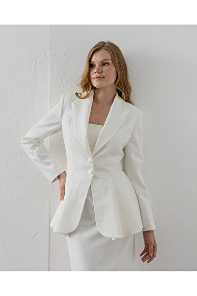 VUNTAL Flounce Blazer and Skirt Two-Piece Set