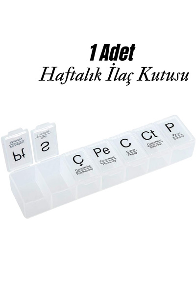 MultiTrendy 1 Adet Haftalık İlaç Kutusu 7 Günlük Hap Kutusu Düzenleyici Hafta...