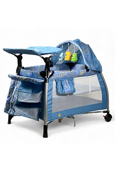 ALBADR سرير أطفال 2 في 1 مع حظيرة لعب مع مظلة قابلة للتعديل وألعاب معلقة ومرت...