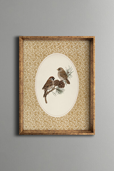 epiqart Serçeler - Vintage Desenli Çerçeve