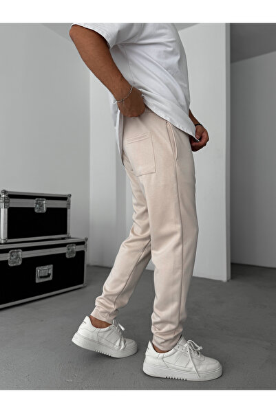 BYBASICMAN Μπεζ ελαστική άνετη βασική αθλητική φόρμα YP-4007