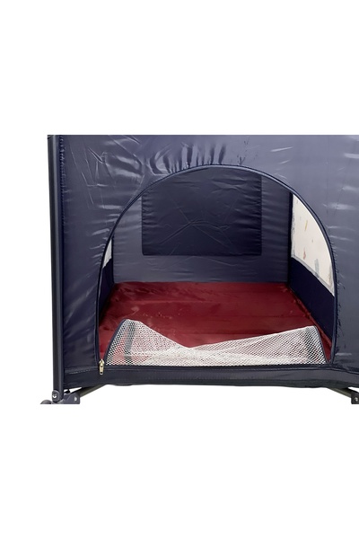 ALBADER Rectangular Kids’ Playpen with Wheels – Foldable Baby Playpen with Side Door, Safe Mesh Panels