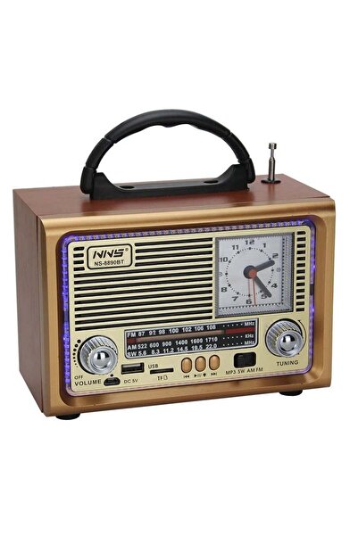 NNS Portable Radio FM AM SW 3-Band Clock with USB TF NS-8890BT