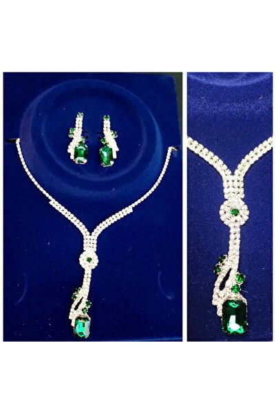 shop طقم قلادة وأقراط على شكل قطرة لامعة