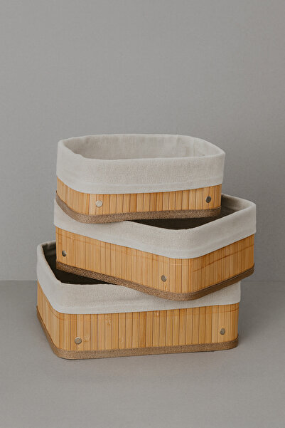 House Bird 3’Lü Bambu Çok Amaçlı Düzenleyici Sepet