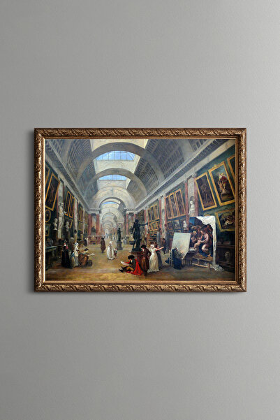 epiqart Louvre Büyük Galerisi'nin Görünümü - Vintage Desenli Çerçeve