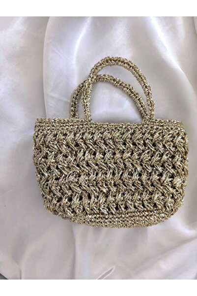 GOLD TEKSTİL Oyster Handmade Gold Bag - Handcrafted Elegance!