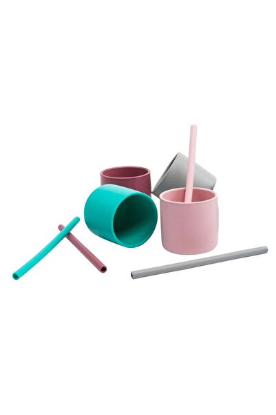 OiOi Silicone Straw 4 Pieces Blue Mix