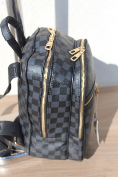 Yama Yagi Damier Graphite Pattern Three Compartment Women's Backpack (22X30X15)