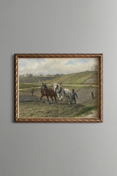 epiqart Driving in the Field - Vintage Patterned Frame