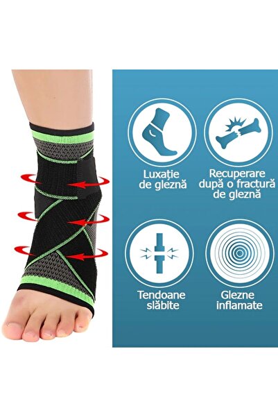NEO Neo™ Flexx® Elastic Ankle Support with Adjustable Straps, Black and Green