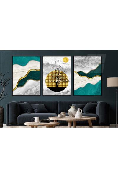 seninürünün Σετ 3 τεμαχίων με θέμα την τέχνη της εκτύπωσης σε πραγματικό γυαλ...