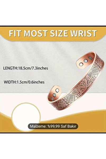 ORGANICYOU Donguan Copper Magnetic Jewelry Set, Hypoallergenic Solid Copper Bracelet and Ring for Men