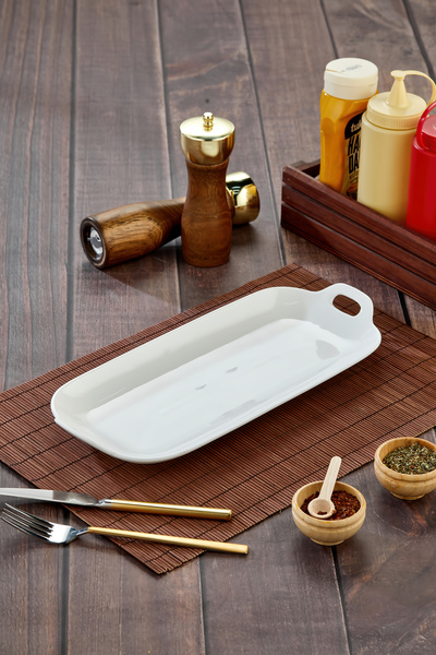 Le Paon Porselen Dikdörtgen Sunum ve Servis Tabağı 36,5x16x4 cm – Şık Kahvaltı ve Meze