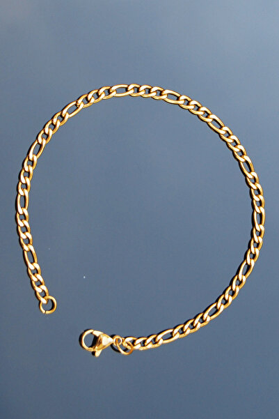 Rua Jewelry سوار فيجارو من الفولاذ المقاوم للصدأ بلون ذهبي - 3 ملم