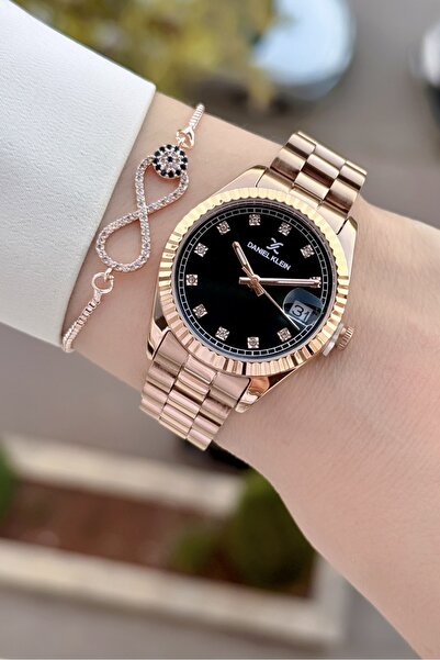 Daniel Klein Kadranı Siyah Kordonu Bronz Renk 33 Mm Hediye Paketli Kadın Kol ...