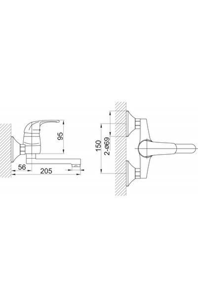 FERRO Baterie lavoar/spalator perete Vasto