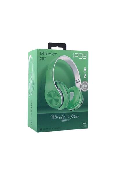 Angelphoto سماعات أذن P33 Macaron Set Bluetooth 5.0 - أخضر
