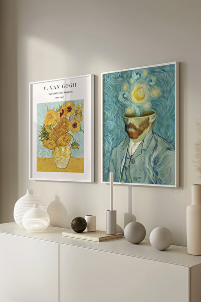 Basquiart Set de 2 postere cu ramă albă Van Gogh, Setul de picturi nr:1