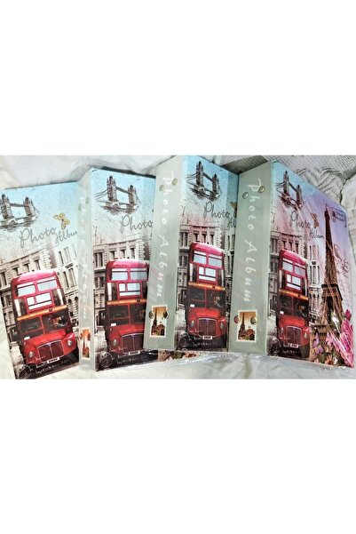 NRCN Fotoğraf Resim Albümü 15x21 Cm (6X8) 100'lük Eyfel Otobüs Desenli
