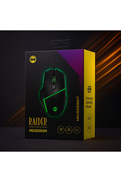 Microdigit ماوس ألعاب مايكرو ديجيت رايدر RGB سلكي بإضاءة LED وتصميم مريح – Raider Gaming Mouse
