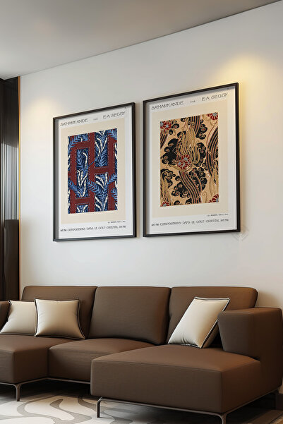 Basquiart Poster cu ramă neagră, model antic, set de 2 piese, set de picturi ...