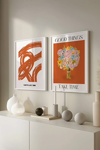 Basquiart Poster decorativ cu ramă albă, set de 2, pictură murală nr:2