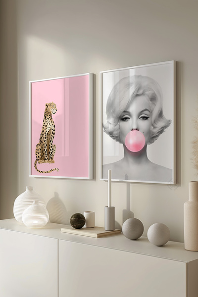 Basquiart Marilyn Monroe 2'li Beyaz Çerçeveli Poster, Tablo Seti No:6