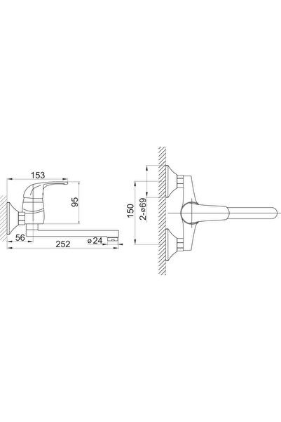 FERRO Wall-Mounted Vasto Faucet for Basin/Sink