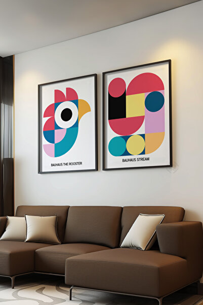 Basquiart Set de 2 postere cu ramă neagră Bauhaus, Set de picturi nr.:30