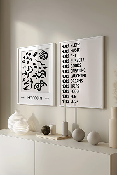 Basquiart Set de 2 postere cu ramă albă în stil nordic, set de picturi nr:8