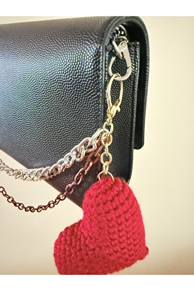 OITA Triple 3-Row Gold Silver Copper Chain Bag Charm Purse Accessory Keychain Weave Heart Figure