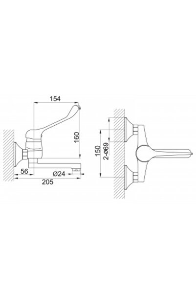 FERRO Vasto Medico Wall-Mounted Faucet