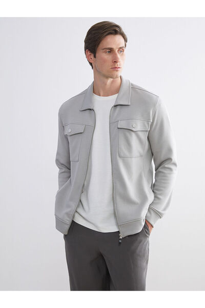 LC Waikiki Gri Standart Kalıp Gömlek Yaka Erkek Ceket