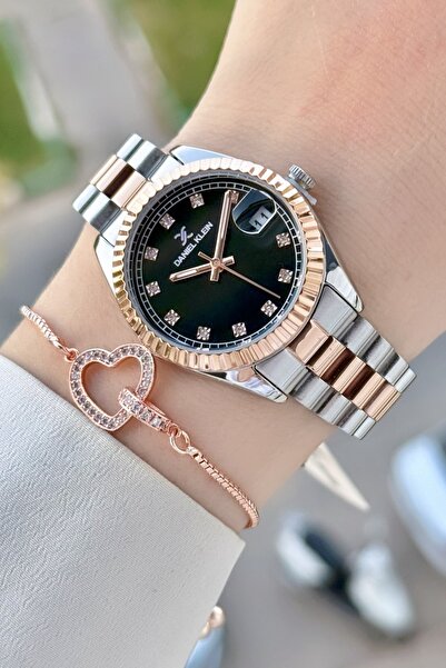 Daniel Klein Rose Gümüş Renk Hediye Paketli Kadın Kol Saati ve Hediye Bileklik