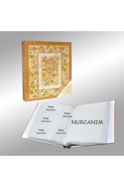 NRCN ألبوم صور فاخر مقاس 10 × 15 سم مكون من 500 قطعة بنمط زهور وصندوق أصفر