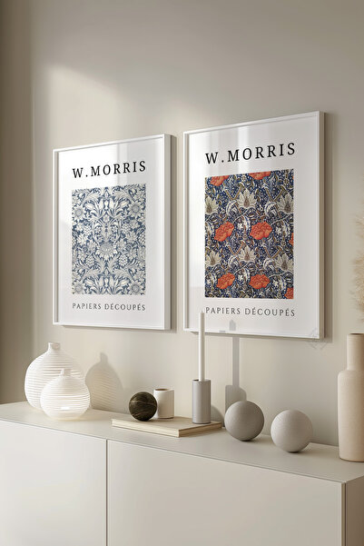 Basquiart W Morris Set de 2 postere cu ramă albă, Set de picturi nr:15