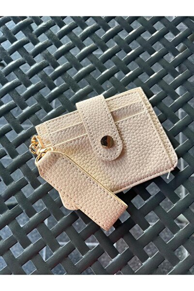 SHIKIRTI محفظة وحامل بطاقات من الجلد الصناعي الناعم بلون كريمي مع تفاصيل حامل...