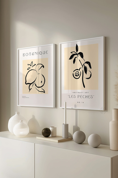 Basquiart Poster boem în 2 piese cu ramă albă, set de picturi nr:16