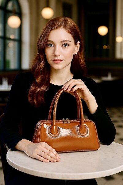 ESTUTE Pera Luxury Shiny Leather Shoulder Bag – Trendy & Stylish Design