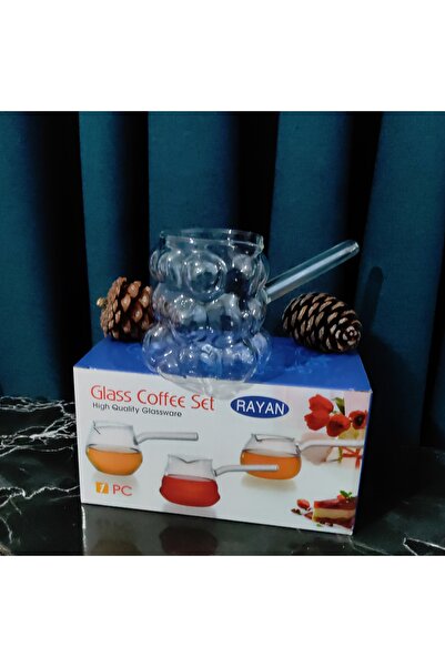 ORTAKÖY CENNETİ Heat-Resistant Glass Coffee Pot Grape Model 400 Cc Volume Height 9 cm Mouth 7 cm Handle 10 cm