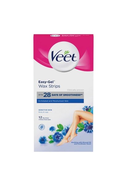 Veet Pachet 3 X Benzi Ceara Depilatoare Corp Easy Gel Piele Sensibila 12buc
