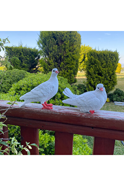 SZN DEKOR 2 Adet Beyaz Güvercin Heykeli,Bahçe, Balkon, Veranda, Salon, Ofis D...