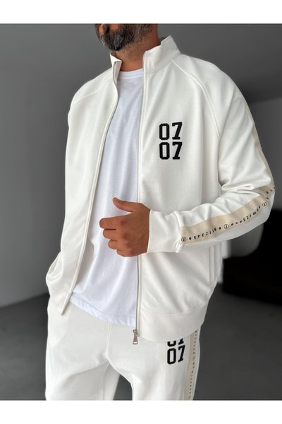 BYBASICMAN Біла 0707 Світшот із принтом та блискавкою RES-1006